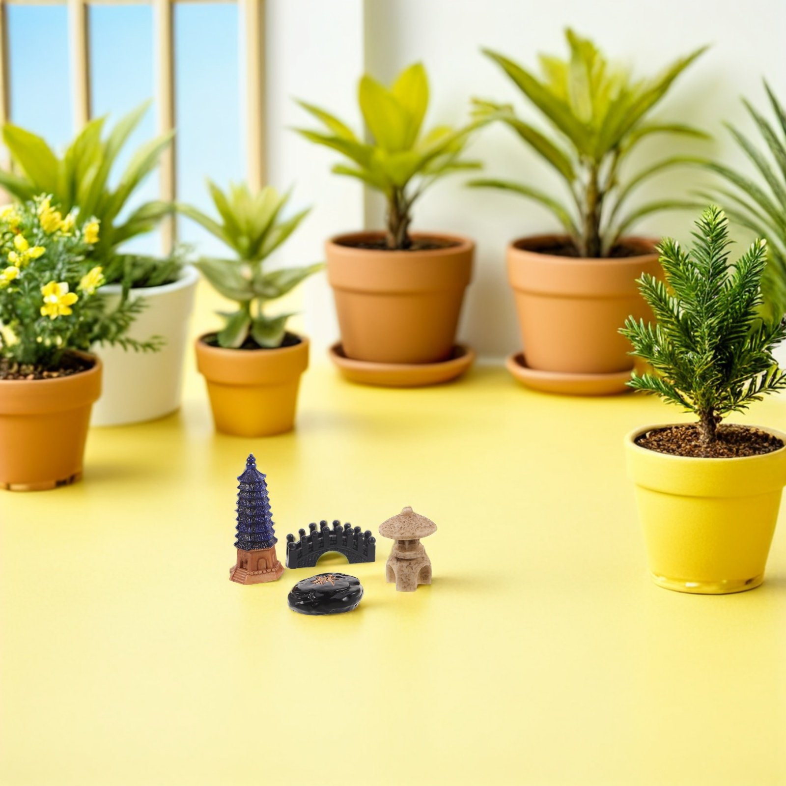Bonsai Garden For Desk - Set di 4 Mini Statue di