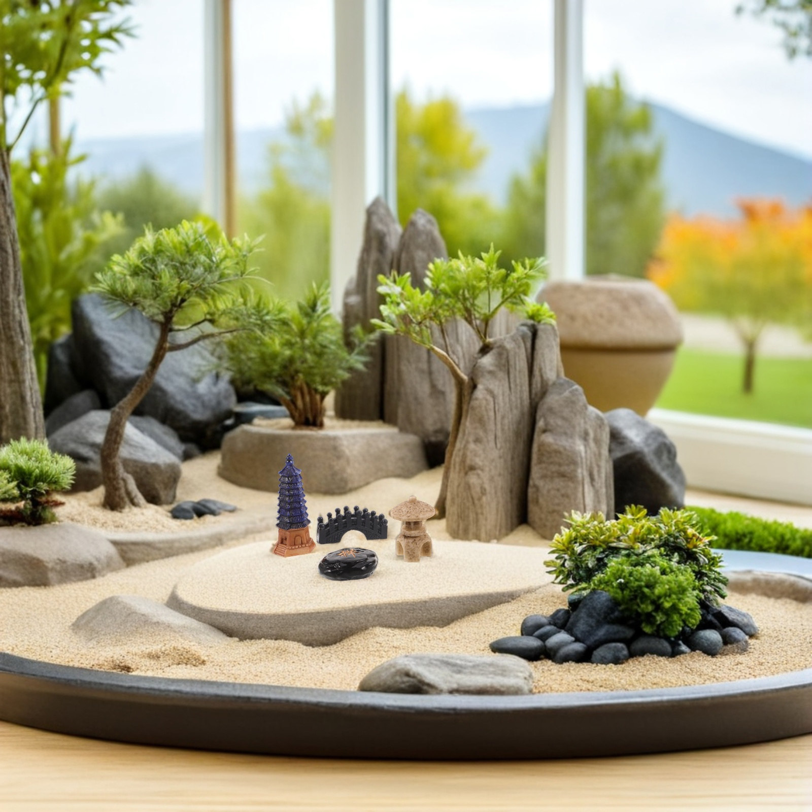 Set di 4 Mini Statue di Pagode - Bonsai Garden For Desk recensione e prezzo